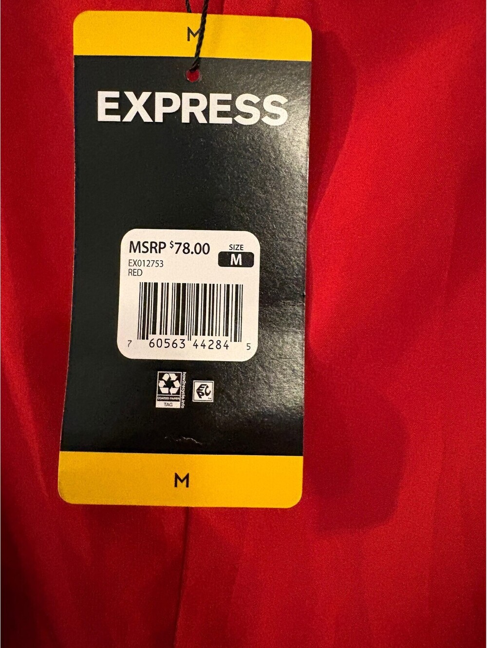 Express Red Linen Blend Button-Front Top, Size M - Picture 5 of 11